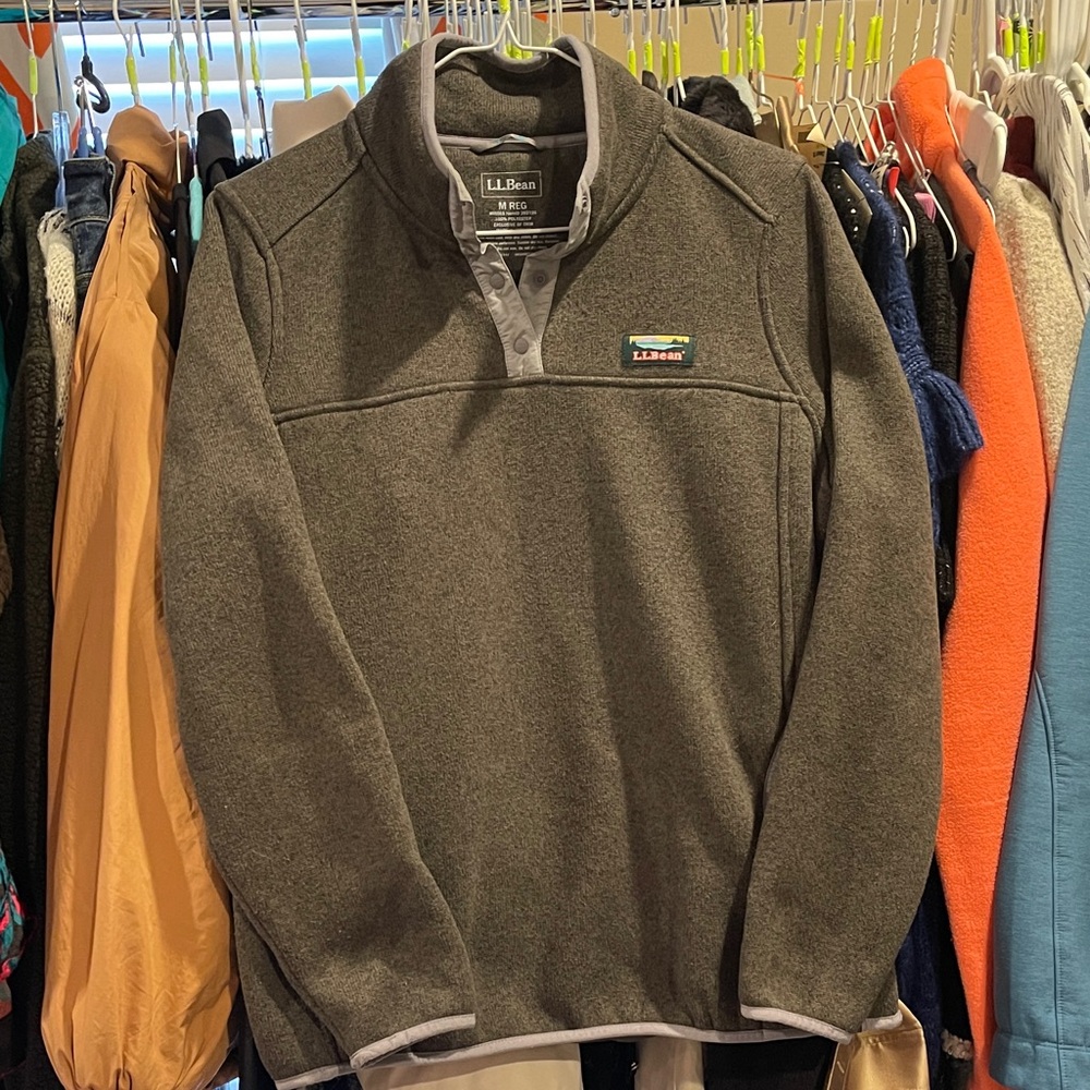 L.L. Bean Charcoal Quarter-Button Fleece